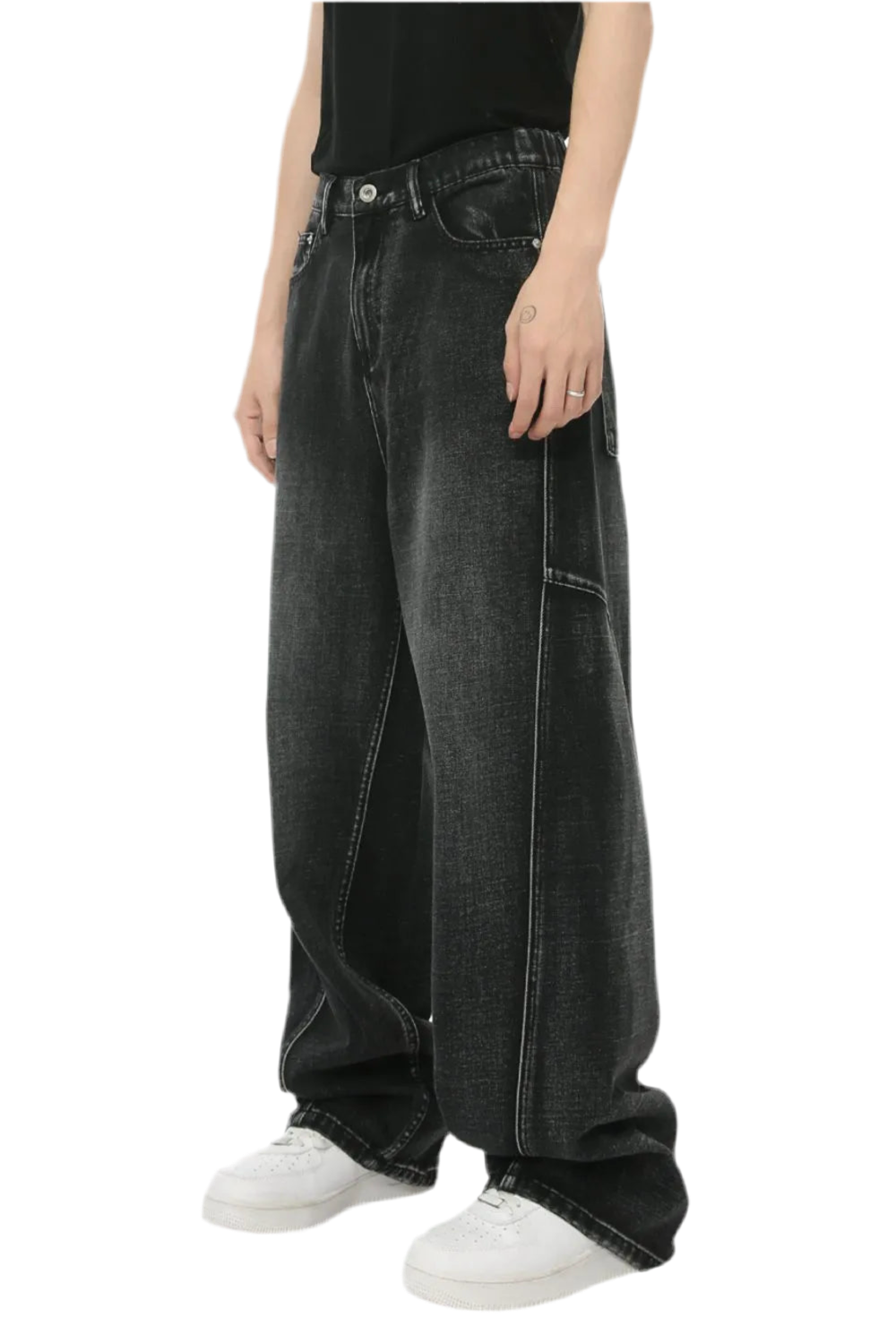 Panelled Straight Leg Jeans