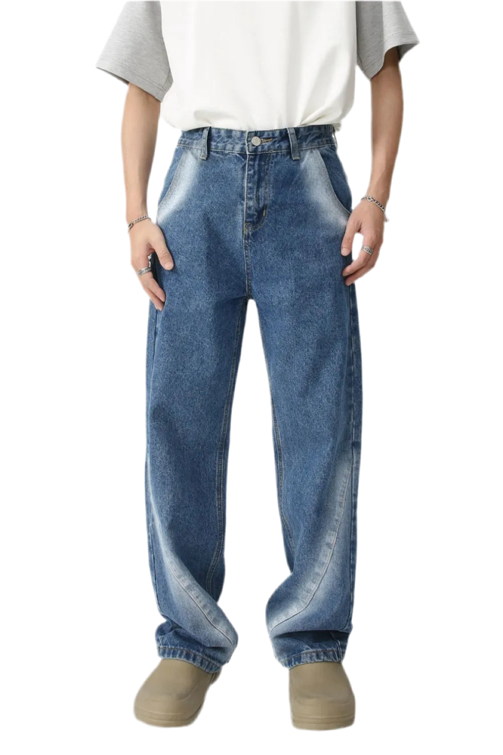 Men's Tie-Dye Washed Straight Leg Jeans