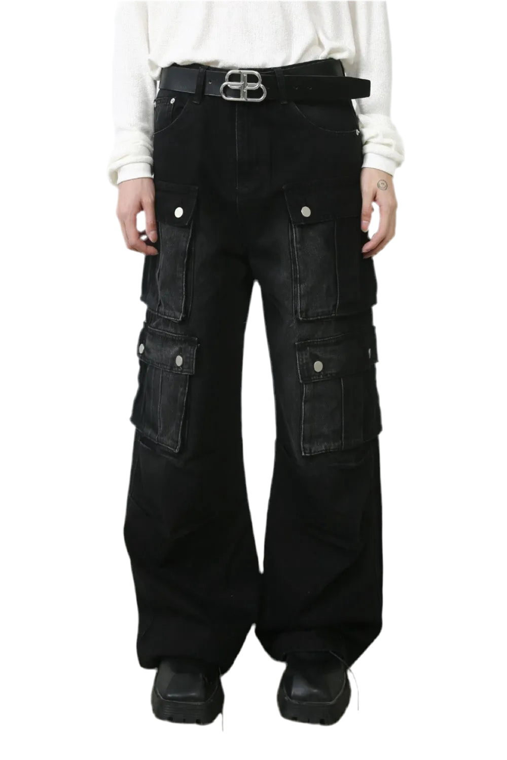 Men's Wide Leg Jeans with Cargo Pockets