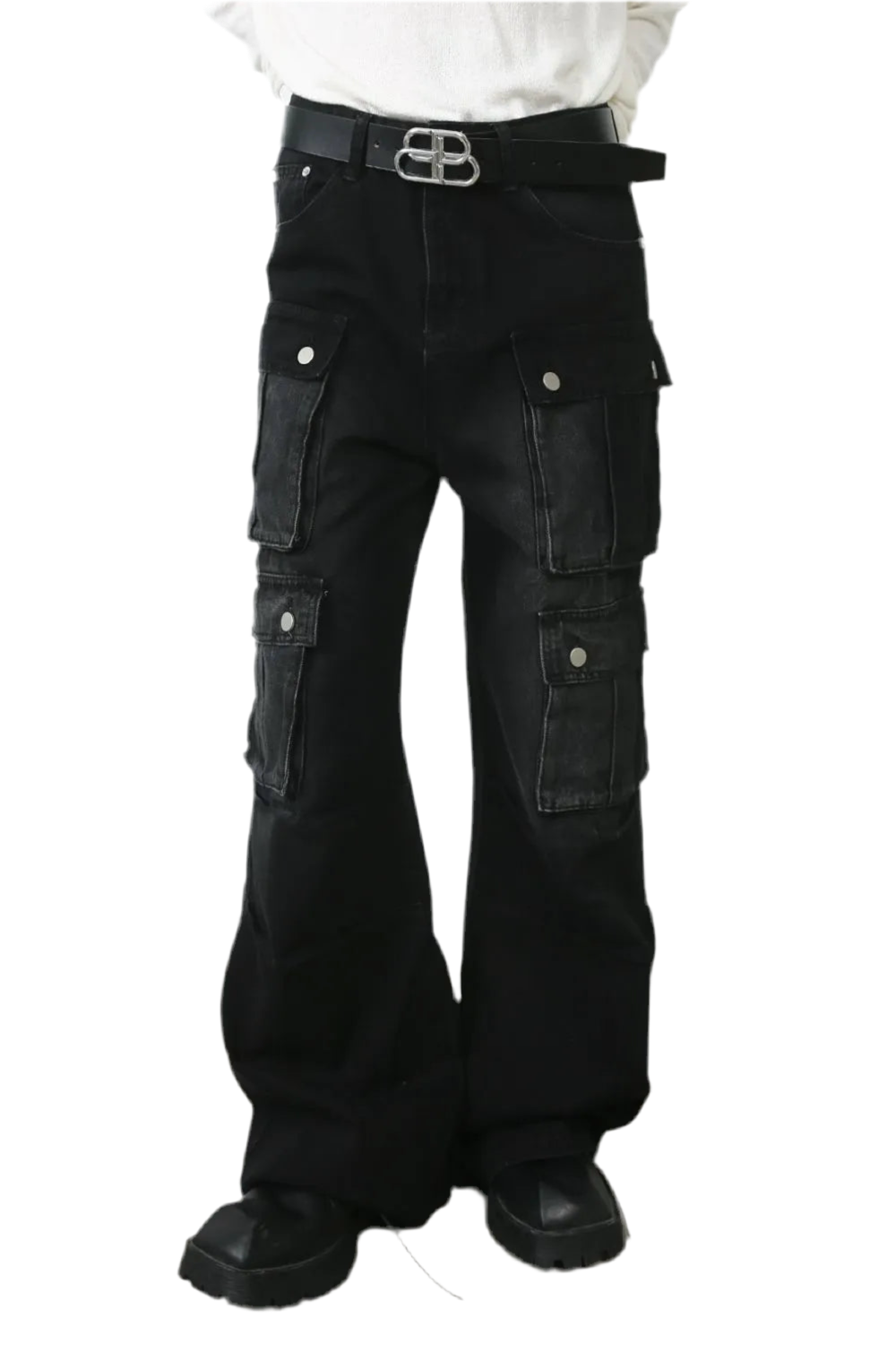 Men's Wide Leg Jeans with Cargo Pockets