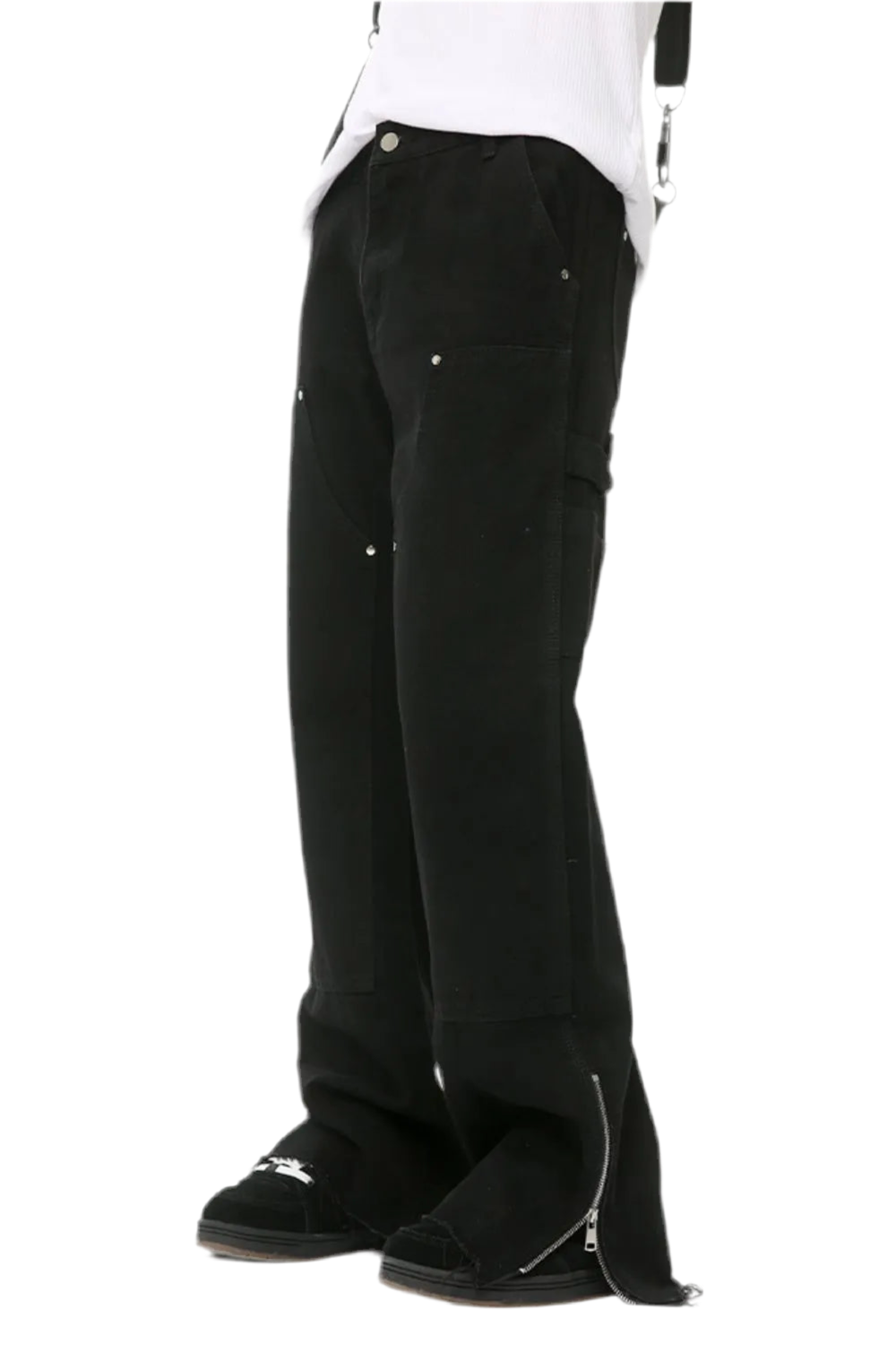 Men's Raw Hem Bootcut Jeans with Zip-Up Sides