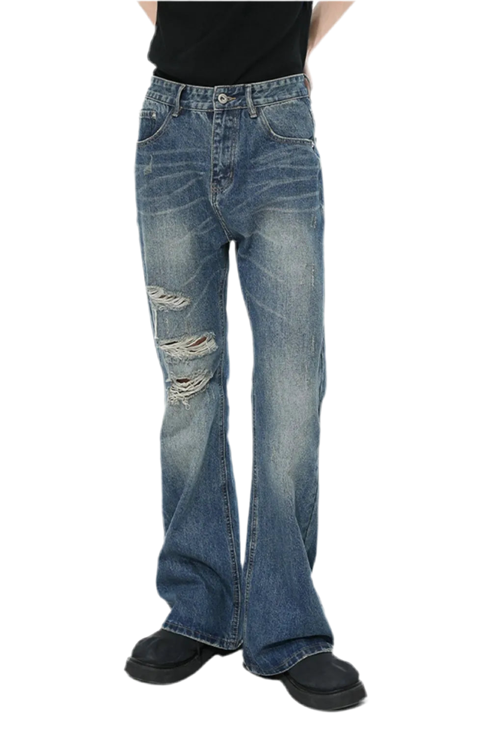 Men's Distressed Bootcut Jeans