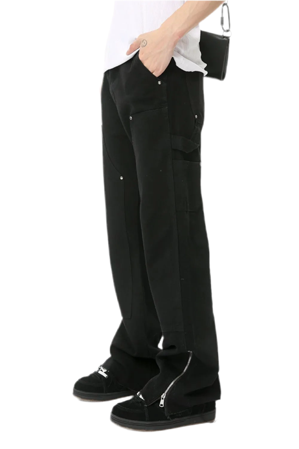 Men's Raw Hem Bootcut Jeans with Zip-Up Sides