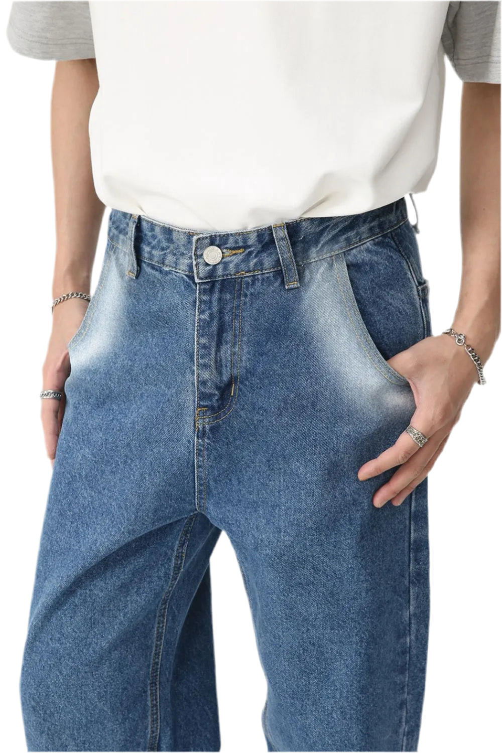 Men's Tie-Dye Washed Straight Leg Jeans