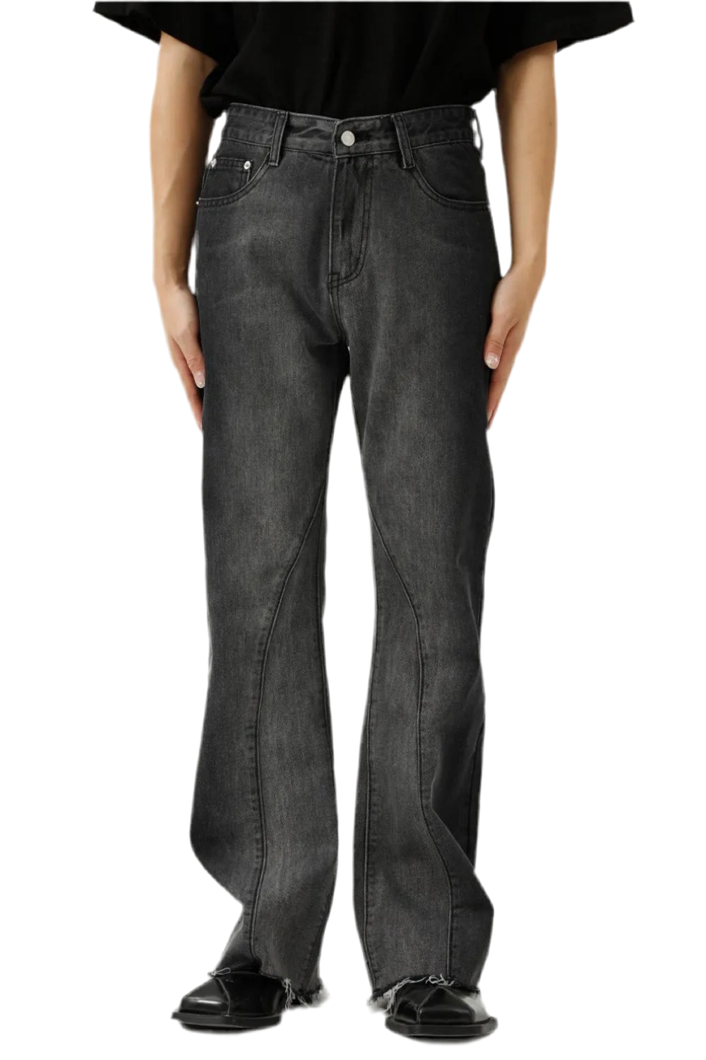 Frayed Hem Jeans with Pockets