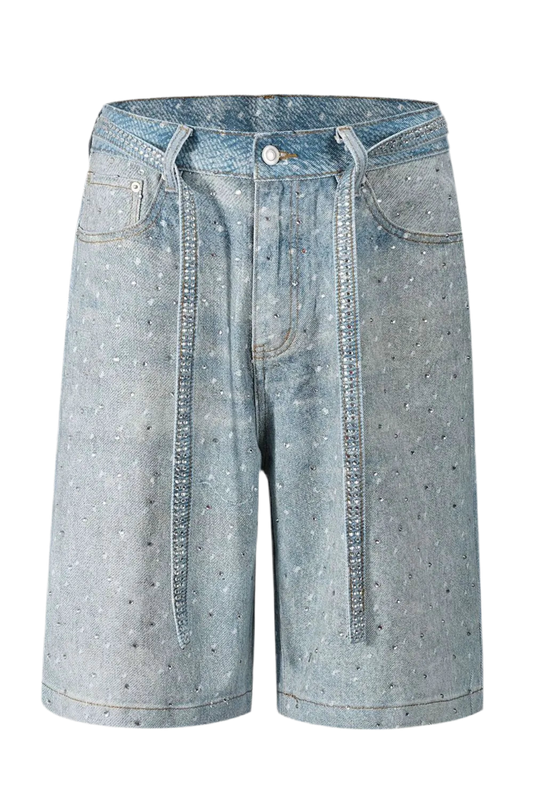 Men's Rhinestone Denim Shorts