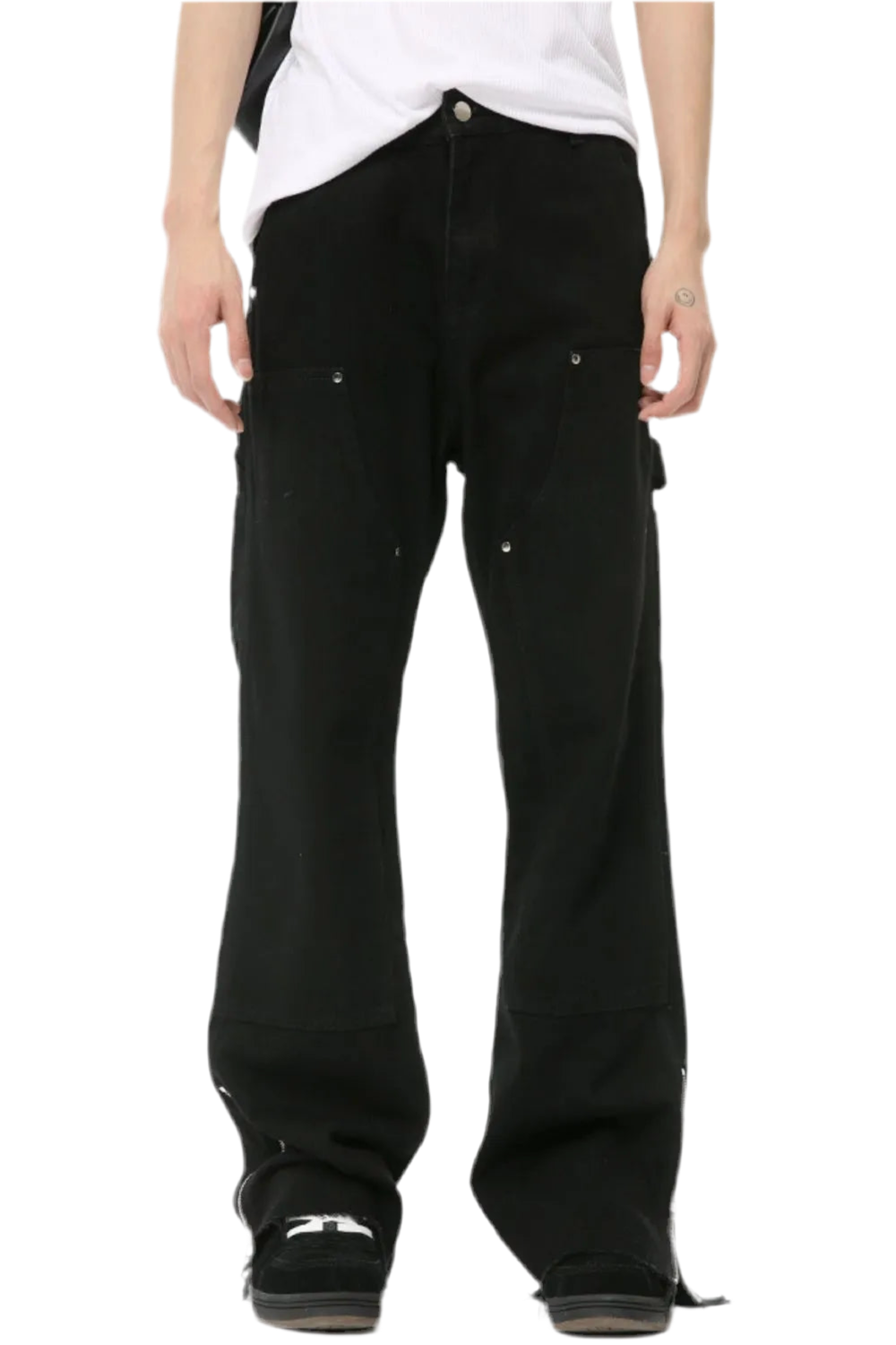 Men's Raw Hem Bootcut Jeans with Zip-Up Sides