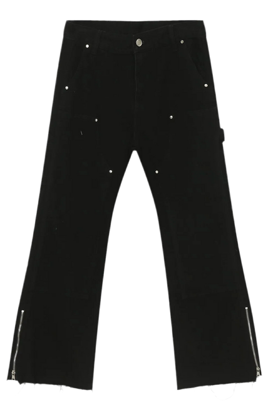 Men's Raw Hem Bootcut Jeans with Zip-Up Sides